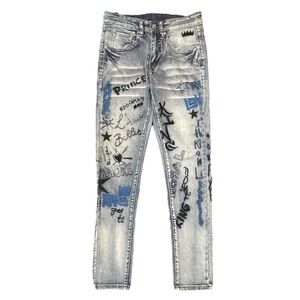 Trendy Graphic Straight Slim Fit Jeans for Men